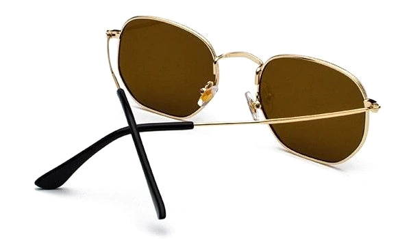 Classy Men Brown Hexagonal Sunglasses