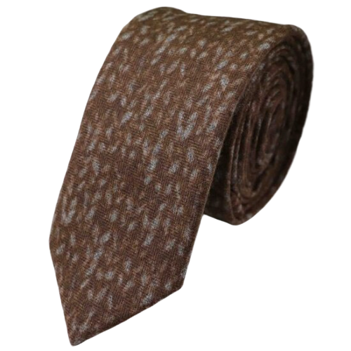 Skinny Cotton Necktie With Brown Knit Pattern | Classy Men Collection