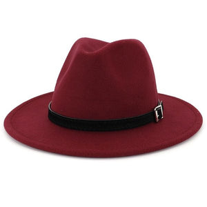 Classic burgundy red fedora hat for men