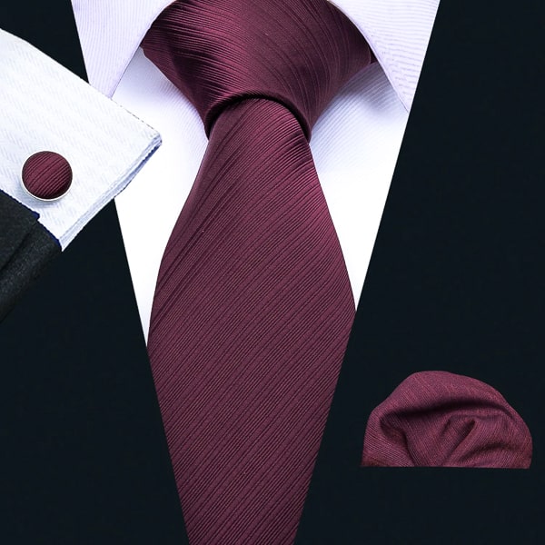 Burgundy striped silk necktie