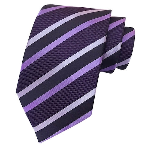 Cravatta classica in seta a righe viola da uomo di classe