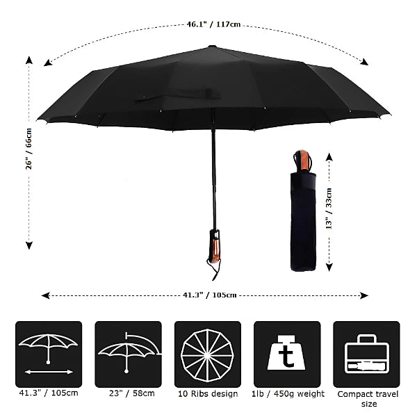 Classic folding automatic umbrella size details
