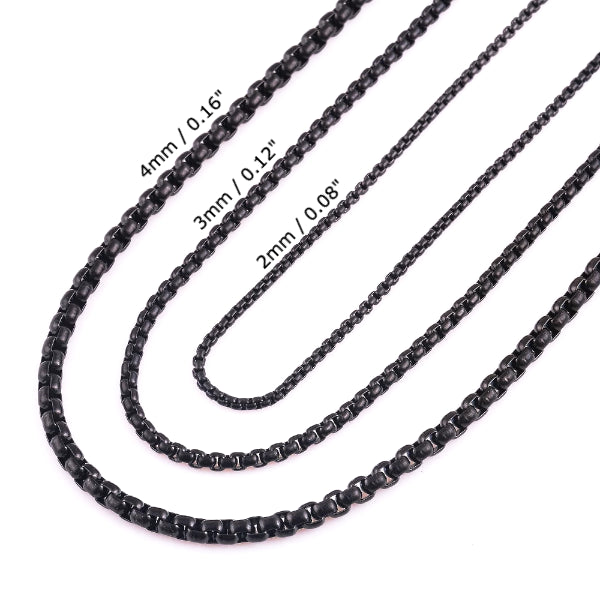 Classy Men 3mm Black Box Chain Necklace