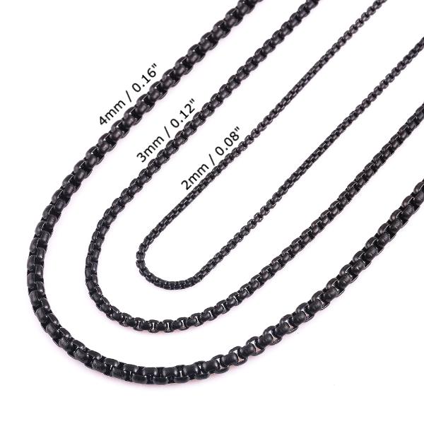 Classy Men 4mm Black Box Chain Necklace