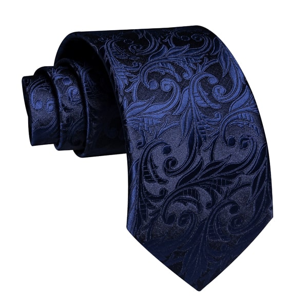 Dark blue floral silk necktie