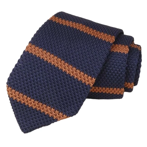 Classy Men Dark Blue Striped Knitted Tie