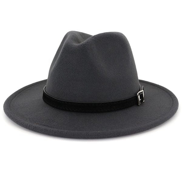 Classic dark grey fedora hat for men