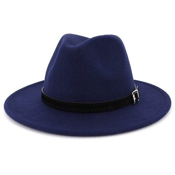Classic navy blue fedora hat for men