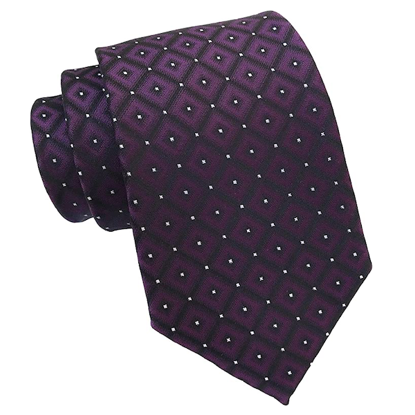 Cravatta classica in seta con griglia viola da uomo di classe