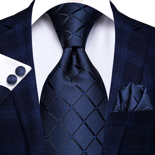 Elegant dark blue silk tie