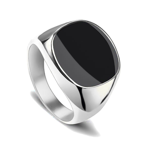 Elegant silver ring with black stone