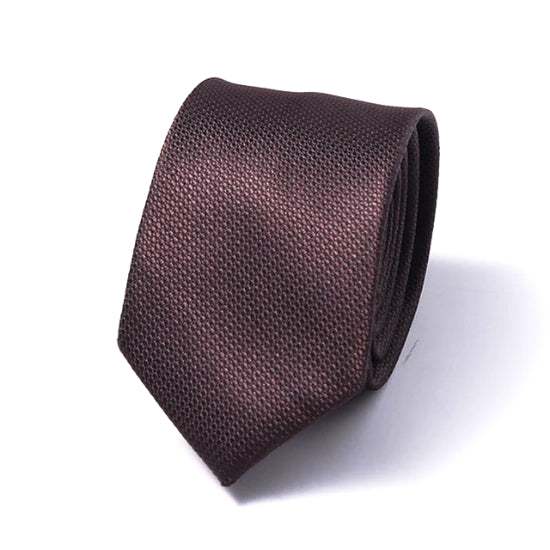 Classy Men Solid Brown Silk Skinny Tie