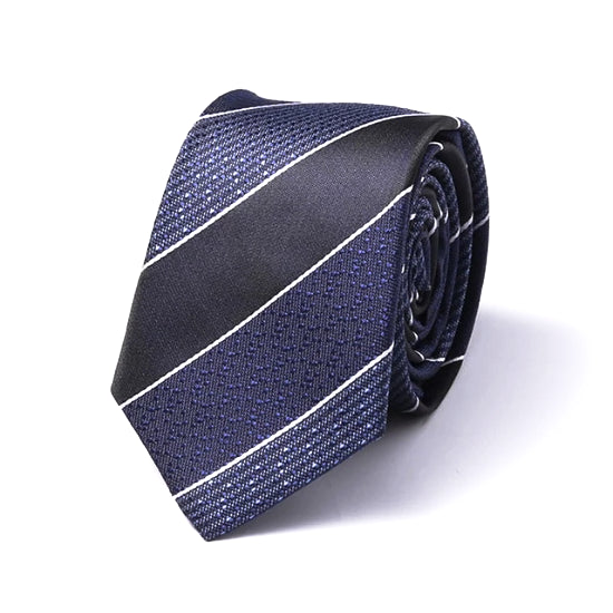 Classy Men Blue Thick Striped Silk Skinny Tie - Classy Men Collection