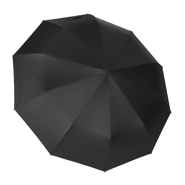 Folding leather handle rain umbrella topside