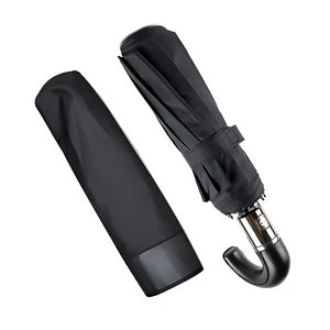 Folding leather handle rain umbrella