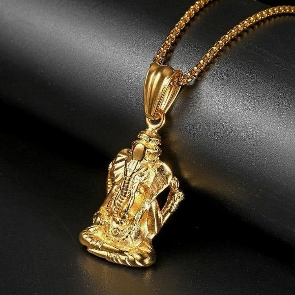 Classy Men Gold Ganesh Pendant Necklace