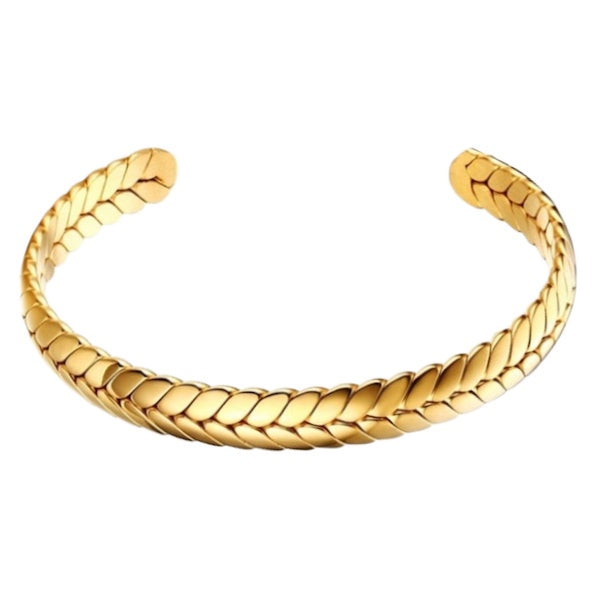 Classy Men Braided Gold Cuff Bracelet