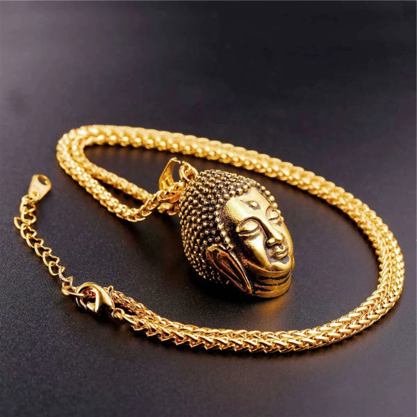 Classy Men Gold Buddha Pendant Necklace