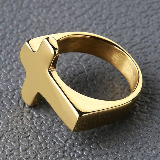 Cross Ringer Classy Simple Gold Cross Ring For Men | Classy Men Collection