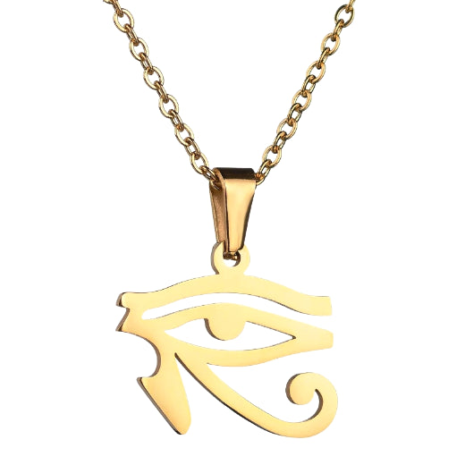 Gold Egyptian eye pendant necklace for men