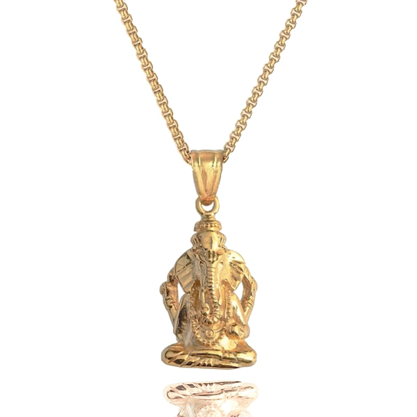 Gold Ganesh pendant necklace for men