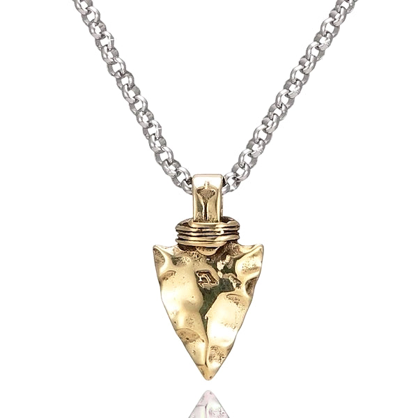 Gold spearhead pendant necklace for men