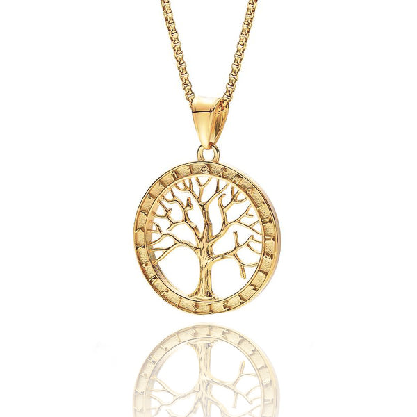 14Ky Gold Tree Of Life Necklace With Birthstones And 14Ky White Gold Leaves  - Peapod Jewelry