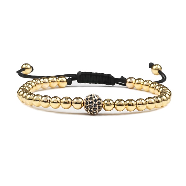 Buy Hearts With Black Beads Gold Plated Sterling Silver Chain Bracelet by  Mannash™ Jewellery