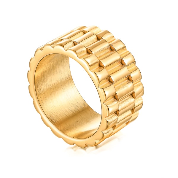 Men's wide gold band ring