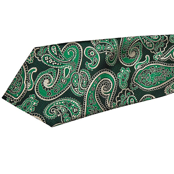 Details of the green & black silk tie