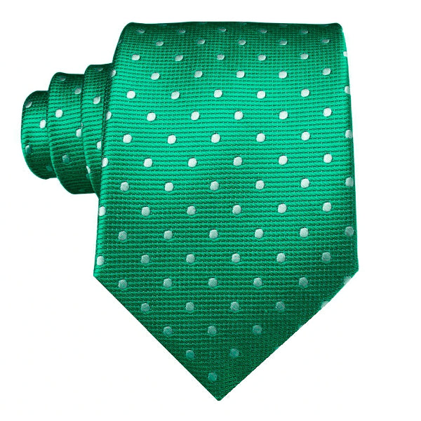 Pastel green polka dot necktie made of silk