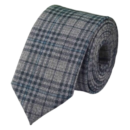 Cravatta da uomo in cotone a quadretti grigio blu di classe