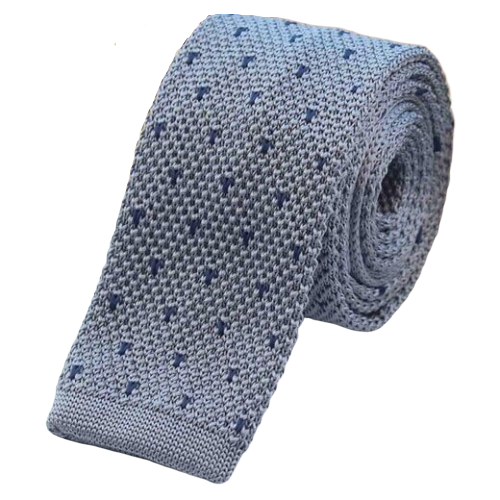 Cravatta in maglia quadrata punteggiata grigia da uomo di classe