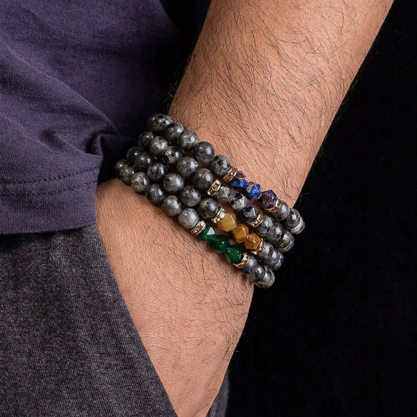 Grey and brown elegant stone bracelet for men