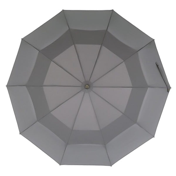 Grey Automatic Windproof Folding Umbrella Vented Double Canopy