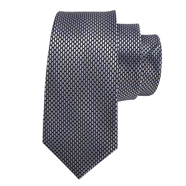 Grey hexagon silk necktie