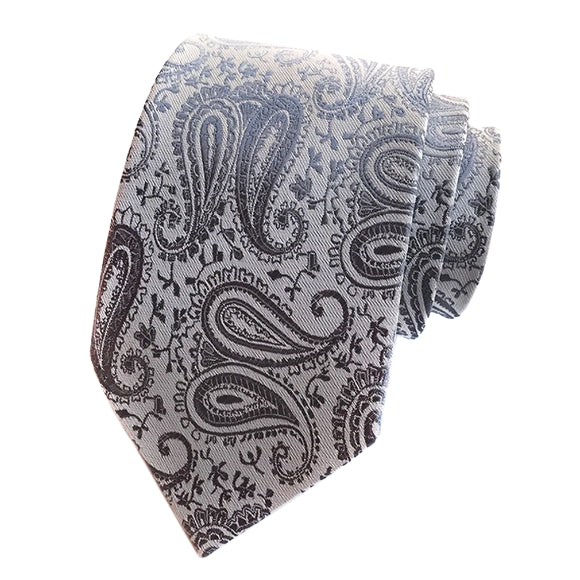 Cravatta Paisley grigia semplice da uomo di classe