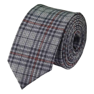 Cravatta da uomo in cotone a quadretti grigio rosso di classe