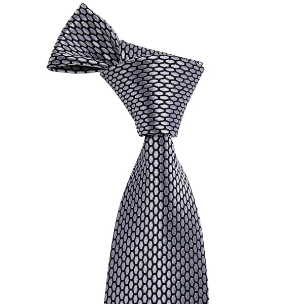 Grey silk tie with hexagon pattern