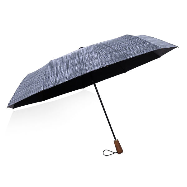 Grey plaid folding windproof umbrella open