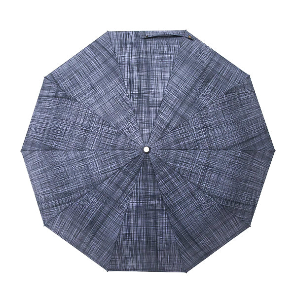 Grey plaid folding windproof umbrella topside