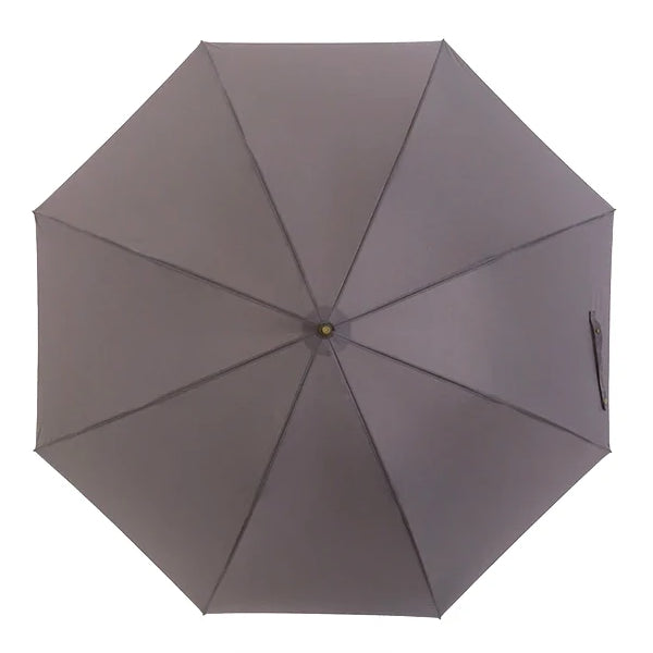 Grey strong wooden umbrella topside