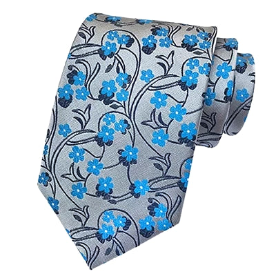 Classy Men Classic Sky Blue Floral Silk Tie - Classy Men Collection