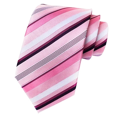 Classy Men Classic Pink Striped Silk Tie - Classy Men Collection