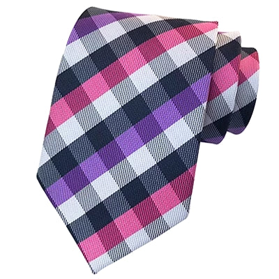 Classy Men Classic Purple Pink Check Silk Tie - Classy Men Collection