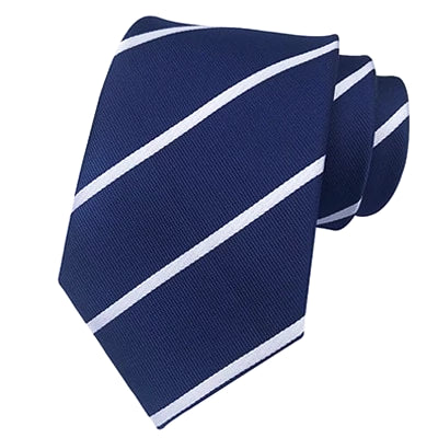 Classy Men Classic Blue White Striped Silk Tie - Classy Men Collection