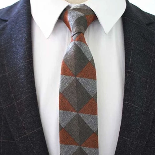 Classy Men Orange Triangle Cotton Necktie