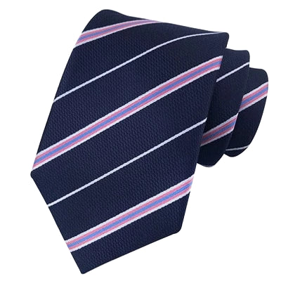 Classy Men Classic Blue Pink Striped Silk Tie - Classy Men Collection
