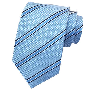 Classy Men Classic Light Turquoise Striped Silk Tie - Classy Men Collection