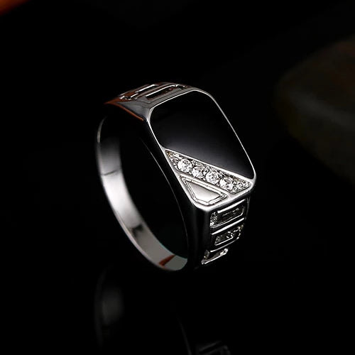 Classy Men Silver/Diamond Ring